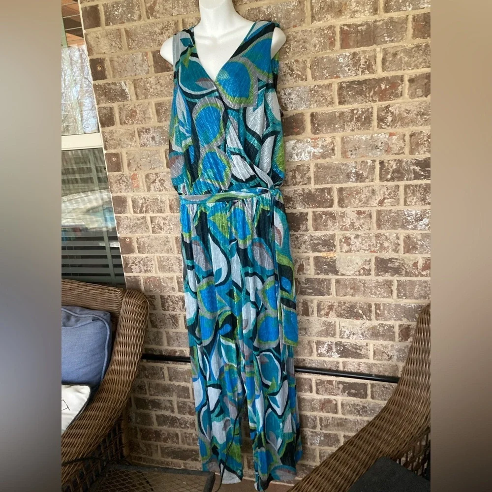 NWT- Susan Graver Vibrant  Blue Jumpsuit Size 1X New With Tags